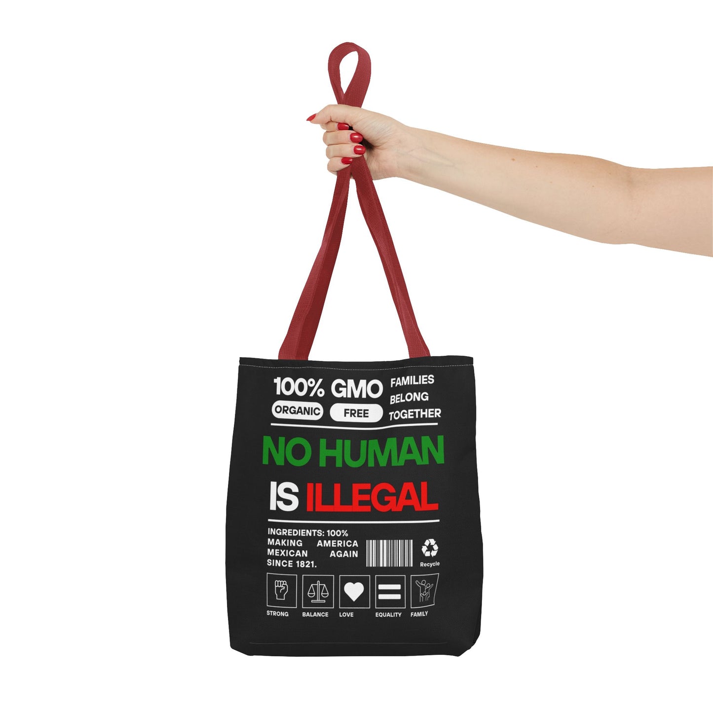 No Human Is Illegal - Urban Activist Tote Bag - Stylish Human Rights Power Bag with Designer Graphics