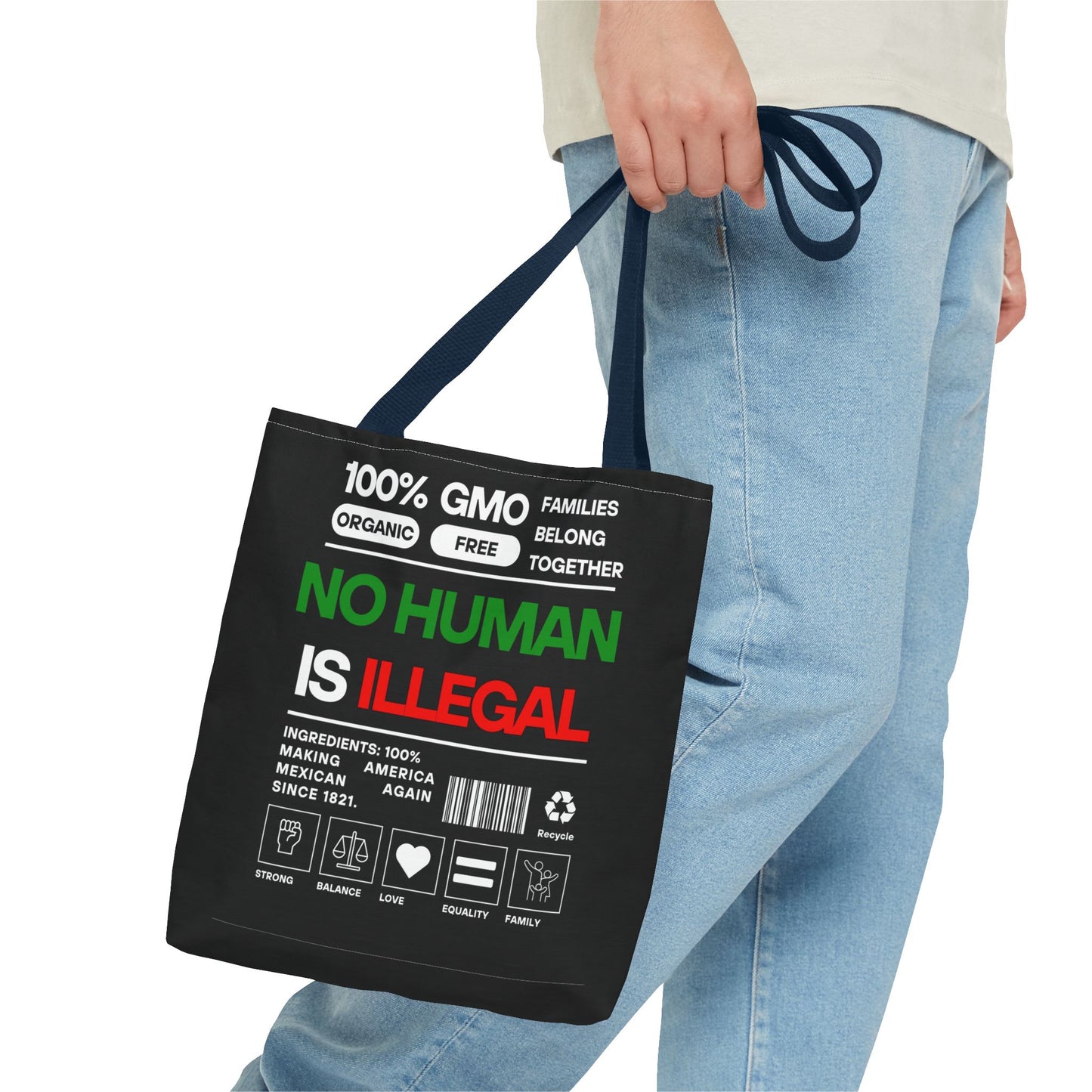 No Human Is Illegal - Urban Activist Tote Bag - Stylish Human Rights Power Bag with Designer Graphics