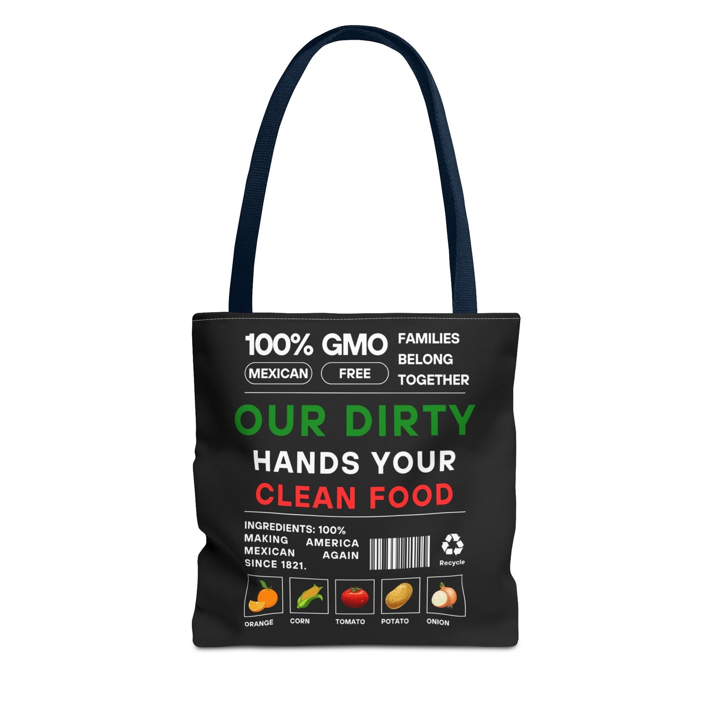 Our Dirty Hands Your Clean Food - Urban Activist Tote Bag - Stylish Human Rights Power Bag with Designer Graphics