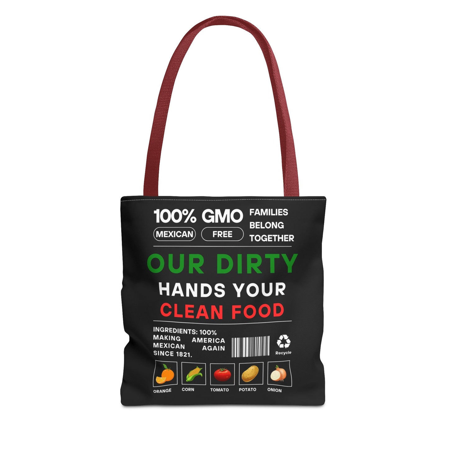 Our Dirty Hands Your Clean Food - Urban Activist Tote Bag - Stylish Human Rights Power Bag with Designer Graphics